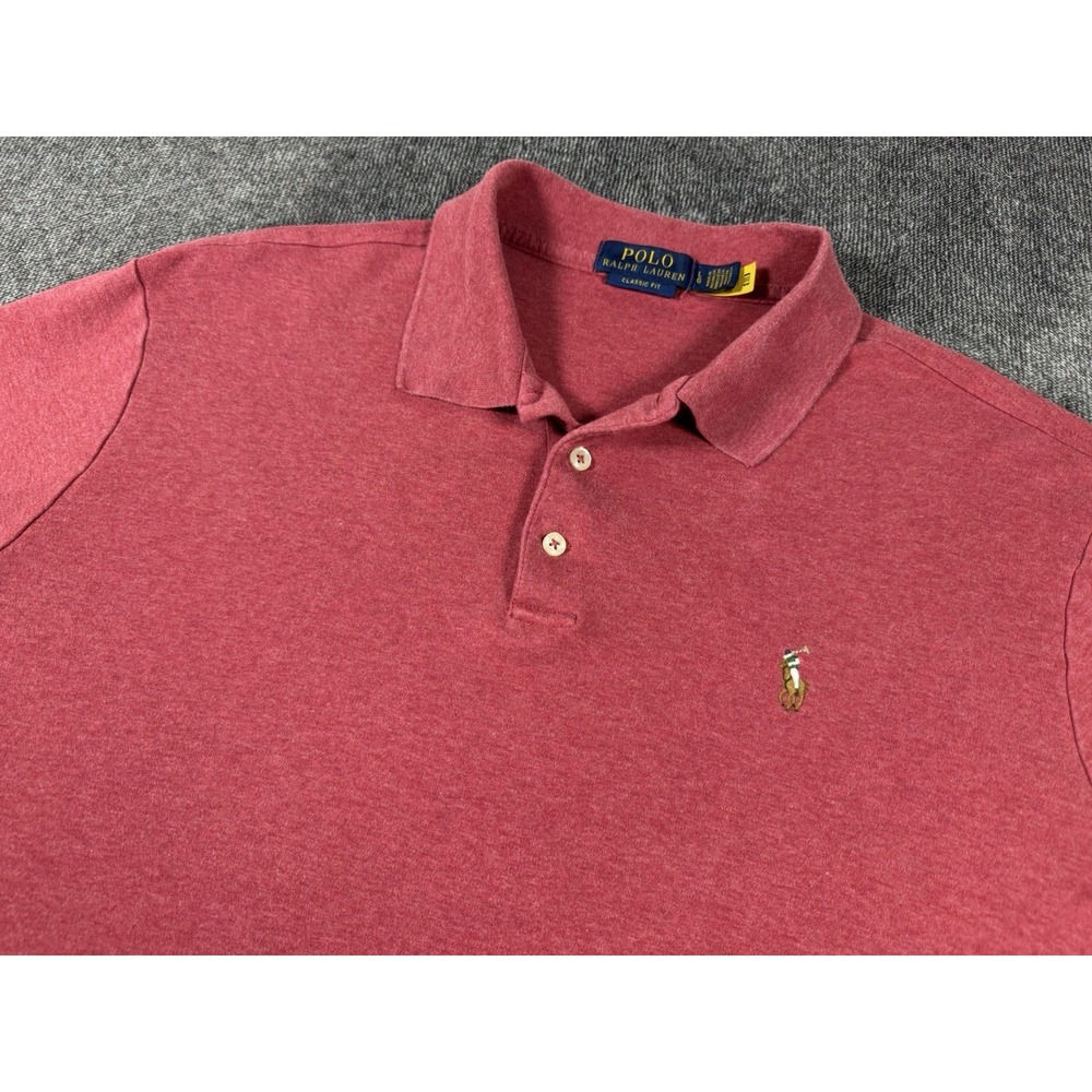 Polo Ralph Lauren‎ Classic Fit Polo Shirt Men's Large Soft Cotton Red Flesh Pony